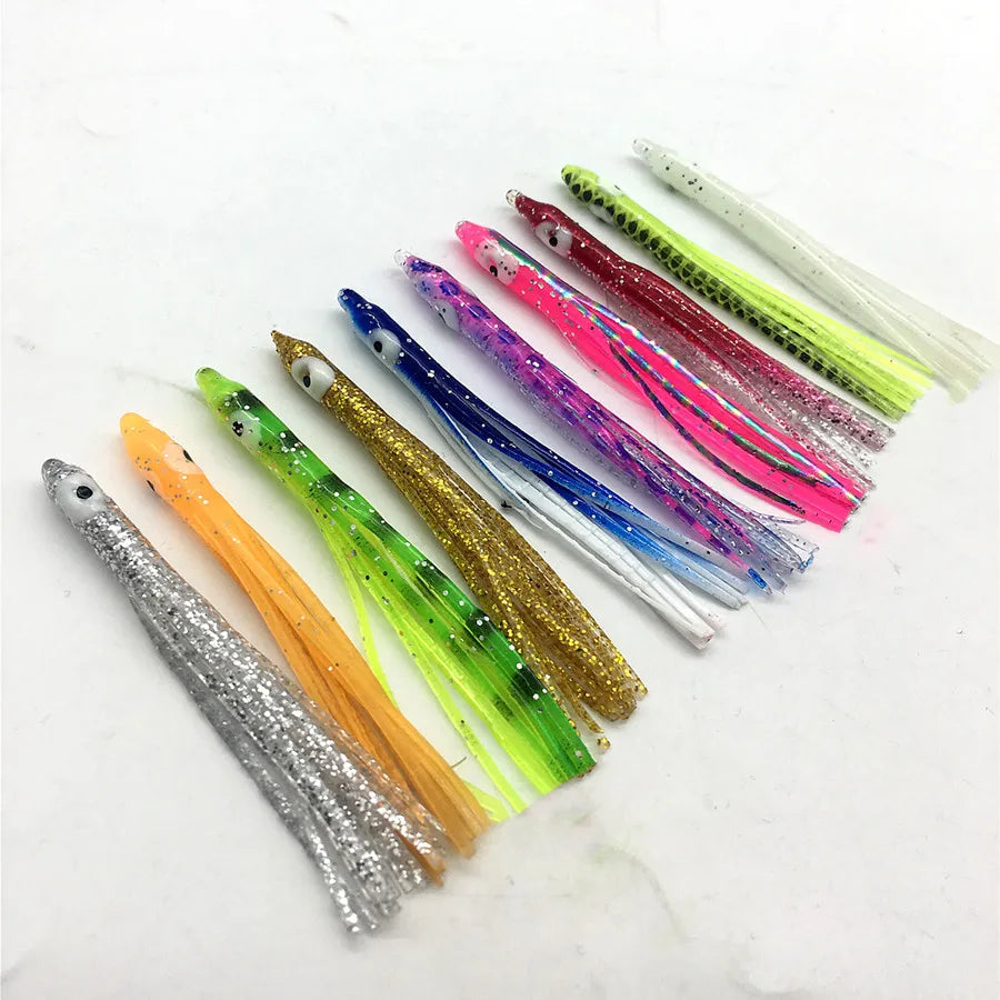 10Pcs*7cm Sea Fishing Silicone Artifical Soft sabiki Lure Needle-shaped Octopus Skirt Squid Lure Rig Saltwater Soft Jigging Bait