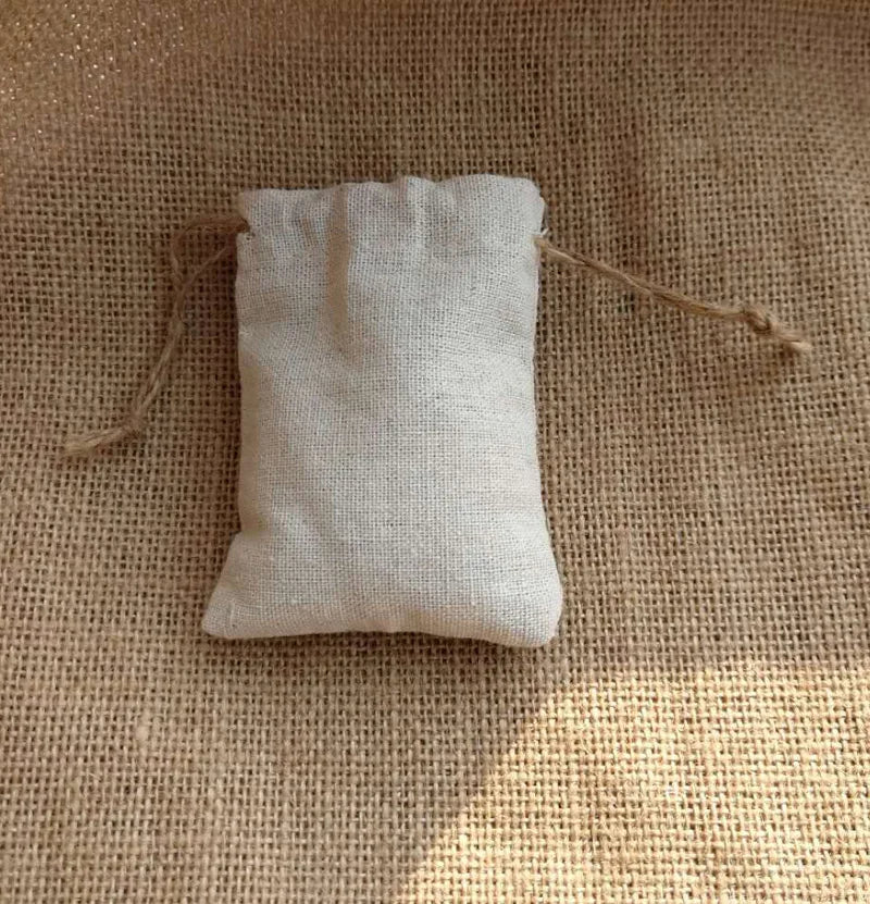 Natural Linen Gift Bags 5x7cm 7x9cm 9x12cm 50pcs/Lot Party Candy Jute Dust Sack Custom Logo Jewelry Pouch