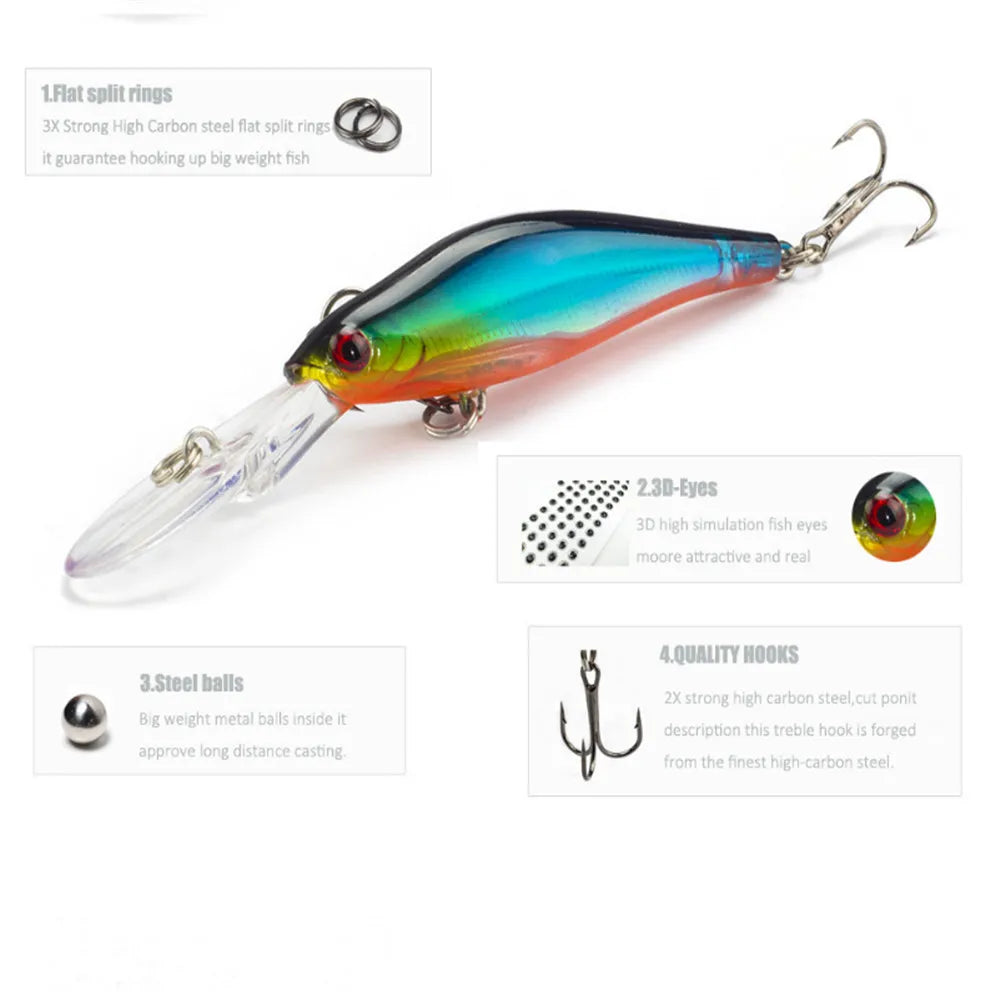 1pcs 9.5cm 7g Laser Fishing Lures Professional Quality Minnow Wobblers Crankbait Artificial Make Plastic Fish Peche Swimbait