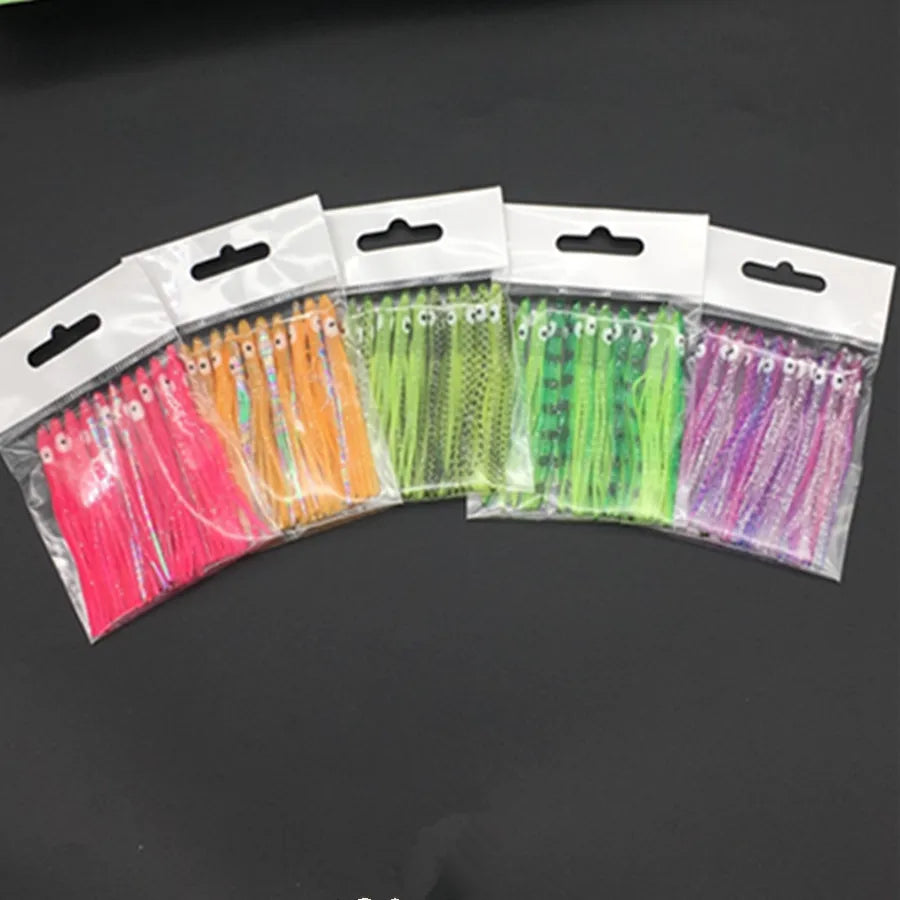 10Pcs*7cm Sea Fishing Silicone Artifical Soft sabiki Lure Needle-shaped Octopus Skirt Squid Lure Rig Saltwater Soft Jigging Bait