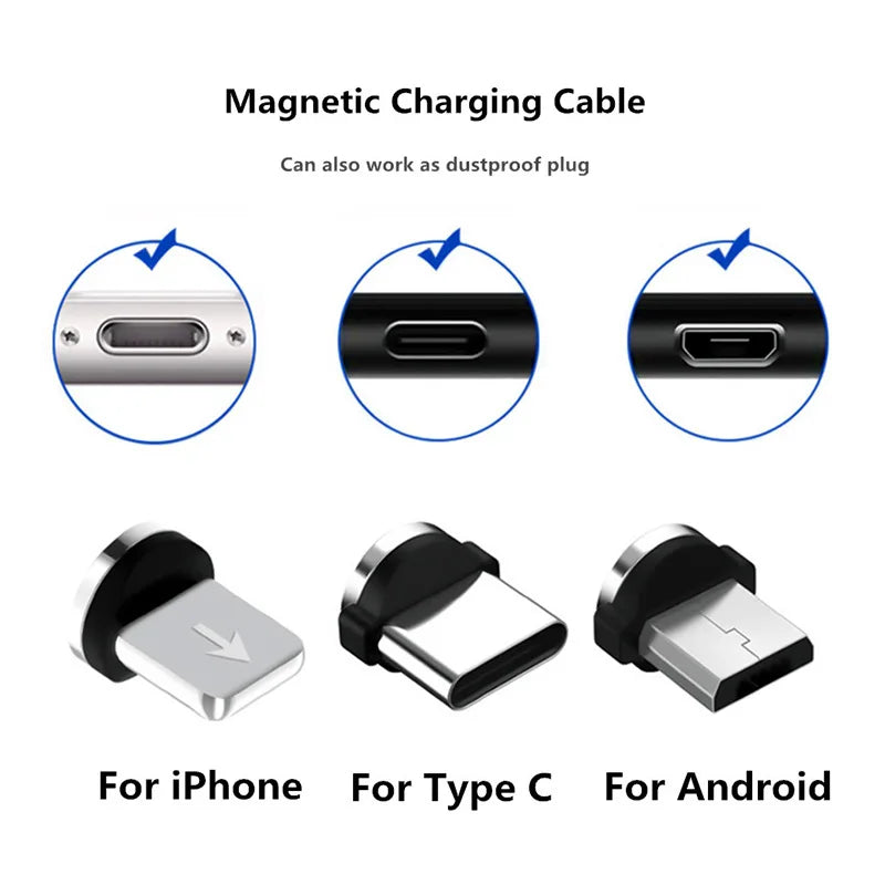 9pcs Converter Charging Cable Adapter For Mobile Phone 360 Degree Rotation Magnetic Tips Replacement Parts Easy Operate Durable