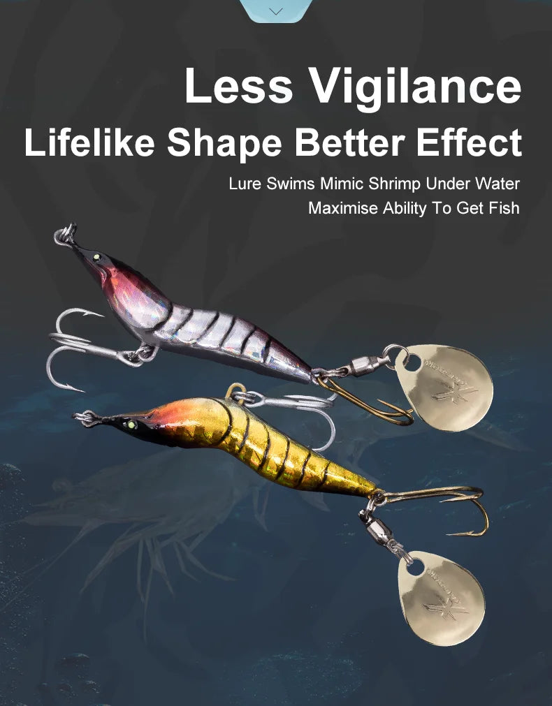 Kingdom Simulation Shrimp Fishing Lures 8.5g 14g 21g 28g Artificial Wobblers Metal Fishing Spinner Bait Hard Jigging Lures