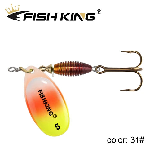 FISH KING Fishing Lure Spinner bait 4g 4.8g 7g 10g 14g Spoon Lures With Treble Hooks Peche Jig Anzuelos isca Pesca