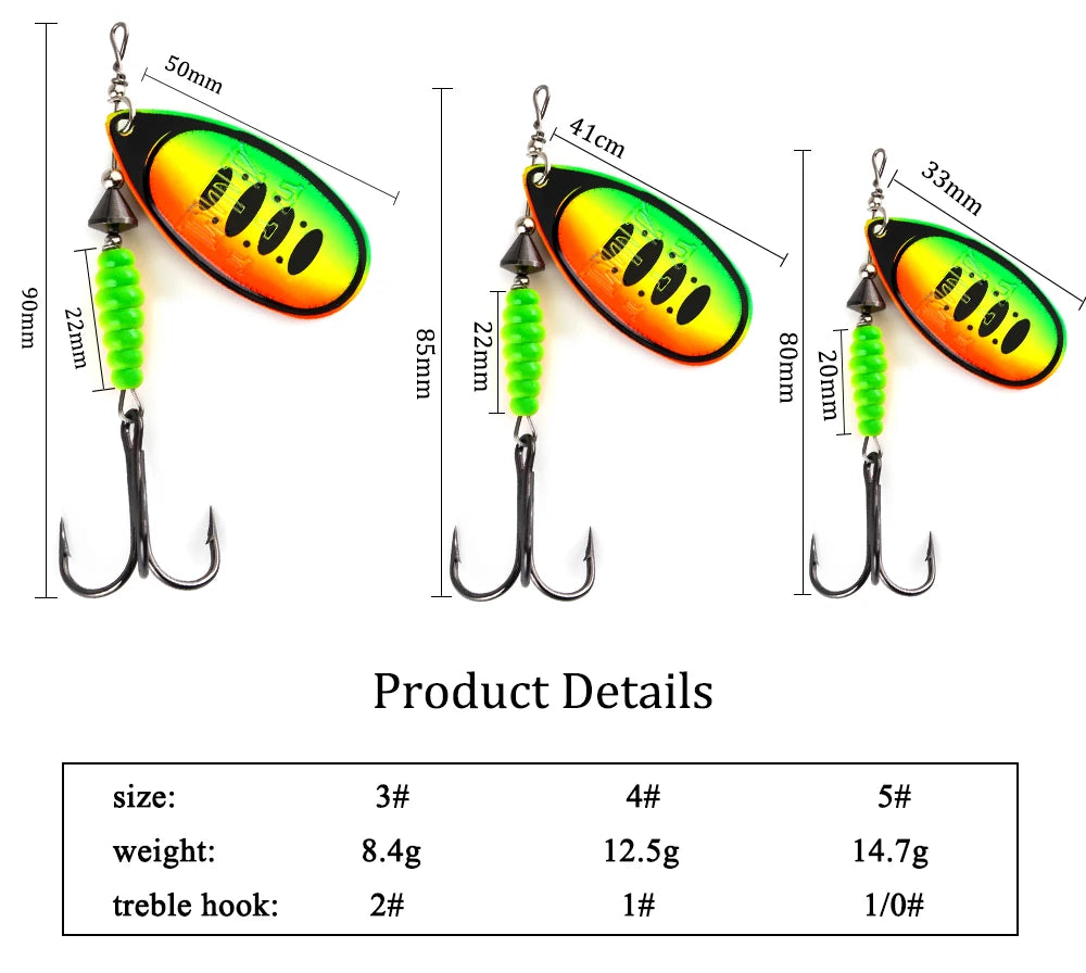 FISH KING Willow Spinner Bait 8.4g12.5g14.7g  Copper Size 3#-5# With 35647-BR Treble Hook 2#-1/0# Fishing Lure