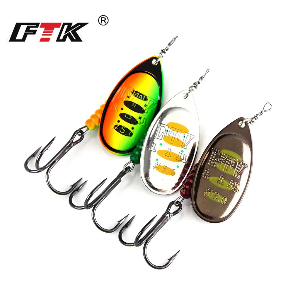 FISH KING Willow Spinner Bait 8.4g12.5g14.7g  Copper Size 3#-5# With 35647-BR Treble Hook 2#-1/0# Fishing Lure