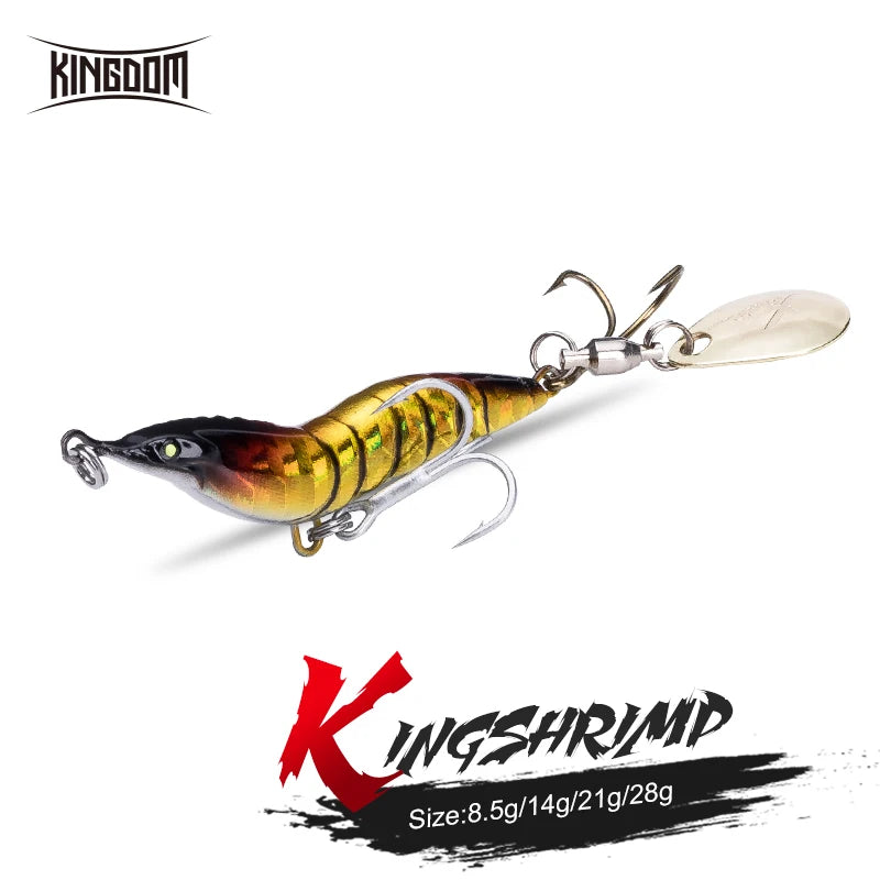 Kingdom Simulation Shrimp Fishing Lures 8.5g 14g 21g 28g Artificial Wobblers Metal Fishing Spinner Bait Hard Jigging Lures