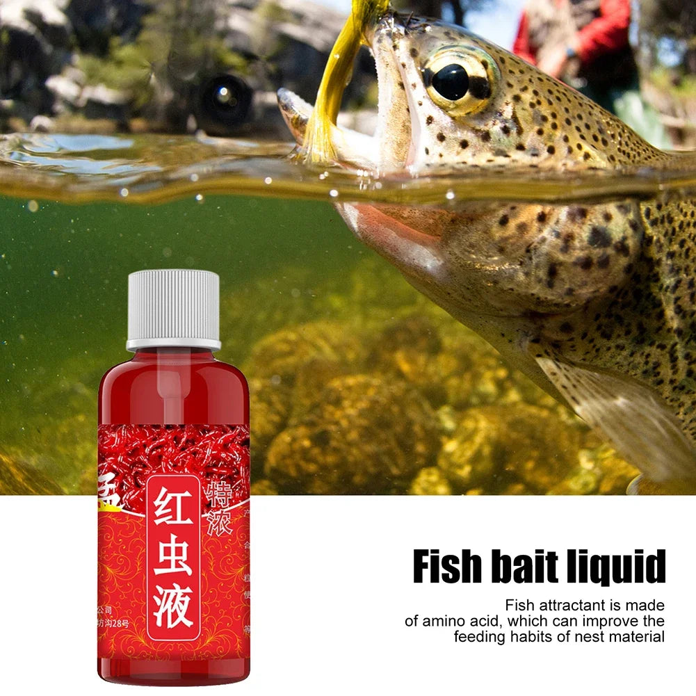 60ML Liquid Blood Worm Scent Fish Attractant Concentrated Red Worm Liquid Fish Bait Additive Perch Catfish Fishing Accessories