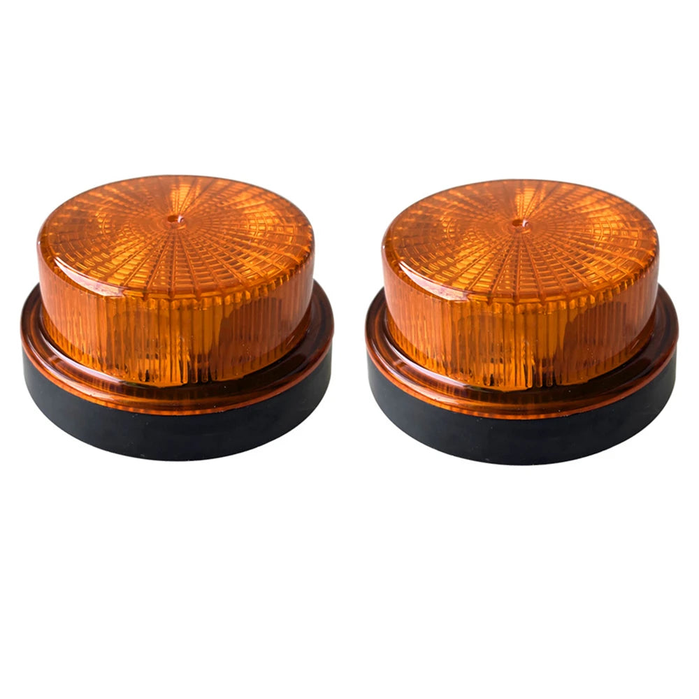 2Pcs Rotary Tractor LED Beacon 12V 24V Truck Sidelight Rotating Light Trailer Side Marker Lights Round Strobe Flashing Lamp