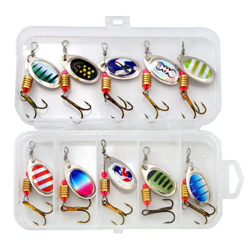 Lure Bait Set 10Pcs Metal Spinner Lure Spoon Set Sequin Accessories Fake Bait Bionic Hard Bait Fishing Tackle Set