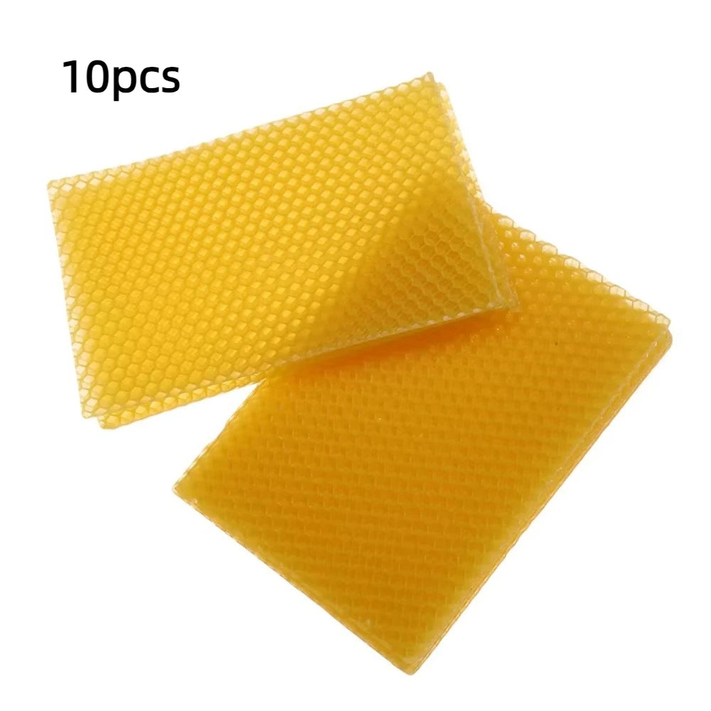 10pcs Honey Candles Maker Beeswax Sheets DIY Beekeeping Tools Beehive Nest Wax Honeycomb Beekeeping Foundation Sheets Bees