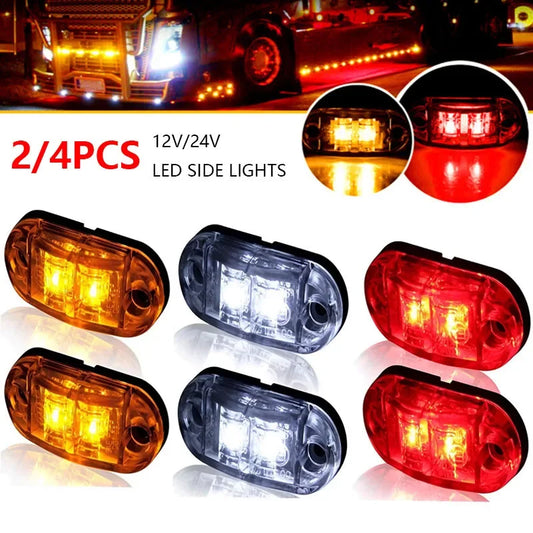 2/4Pcs Amber Warning Light 12v 24v Led Side Marker Lights for Trailer Trucks Car Strobe Lamp Clearance Signal Lamp Accessories