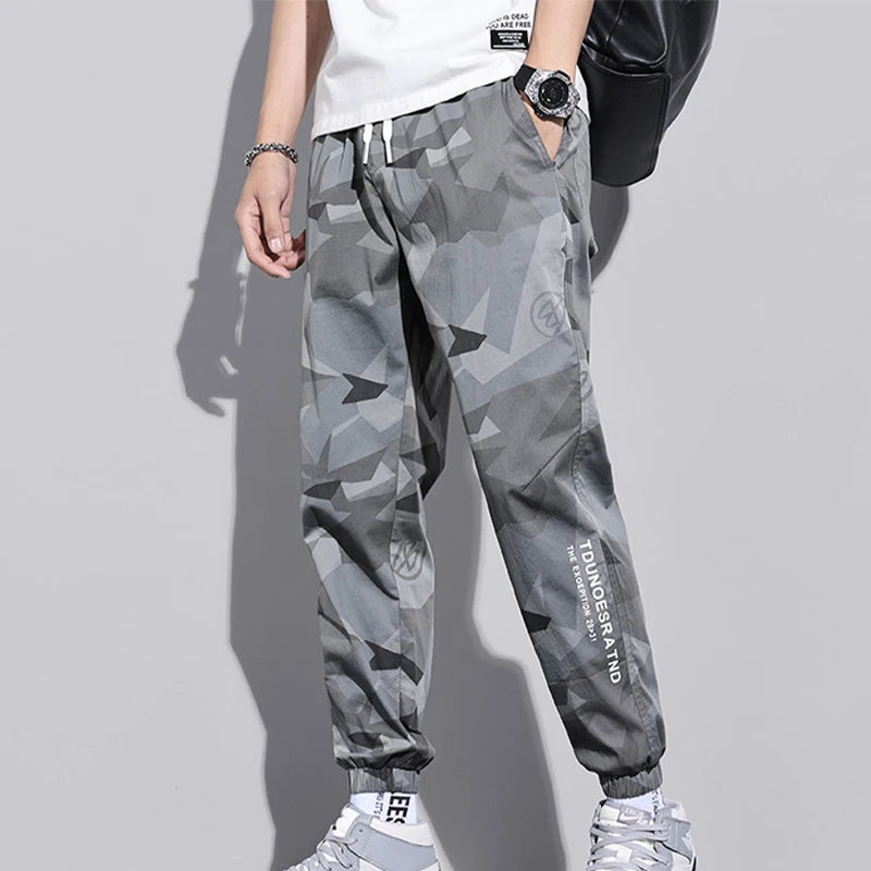 Multi-Pocket Camouflage Men Trousers Joggers Cargo Pants Men Summer Harem Pants Quick Drying Drawstring Loose Casual Sweatpants