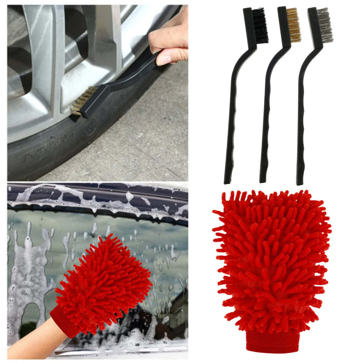 16Pc Car Detailing Brush Set Car Wash Cleaning Brushes Auto Detailing Brushes Set for Car Seat Cleaning Car Engine Detailing Kit