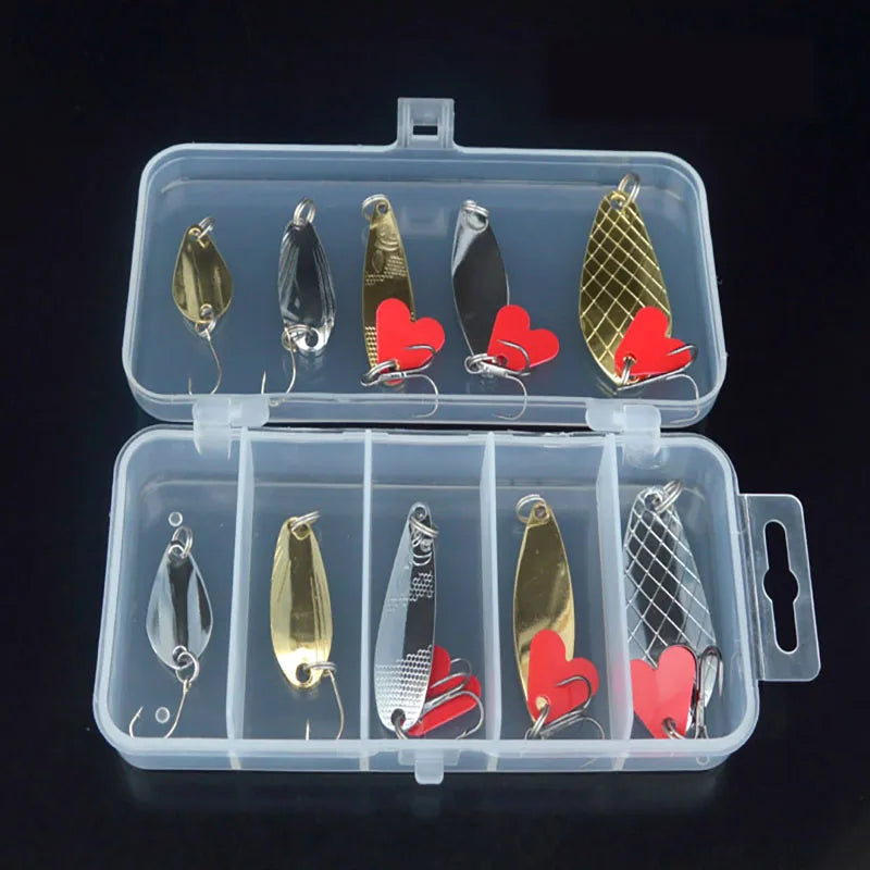 Lure Bait Set 10Pcs Metal Spinner Lure Spoon Set Sequin Accessories Fake Bait Bionic Hard Bait Fishing Tackle Set