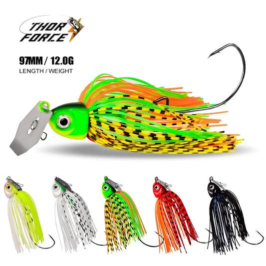 Thorforce Chatterbait Spinner Buzzbait Artificial Wobbler Bass Pike Walleye Fish Blade Jig Metal Bait with Rubber Fishing Lure