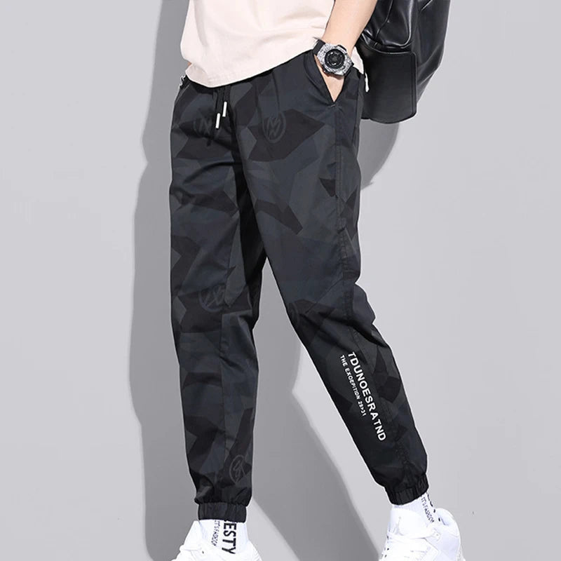 Multi-Pocket Camouflage Men Trousers Joggers Cargo Pants Men Summer Harem Pants Quick Drying Drawstring Loose Casual Sweatpants