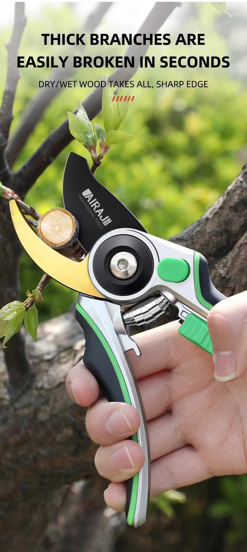 AIRAJ Pruning Shear Garden Tools Labor Saving Scissors Gardening Plant Sharp Branch Pruners Protection Hand Durable