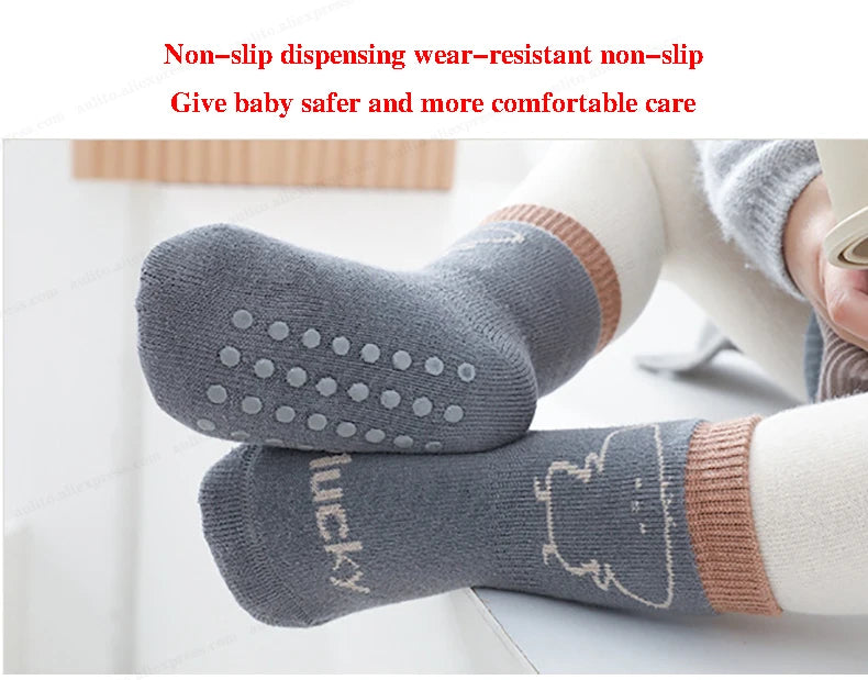 Newborn Baby Toddler Socks Comfortable Prewalker Thick Winter Kids Terry Cotton Girl Autumn Skidproof Sole Infant Boy Sock 0-6Y