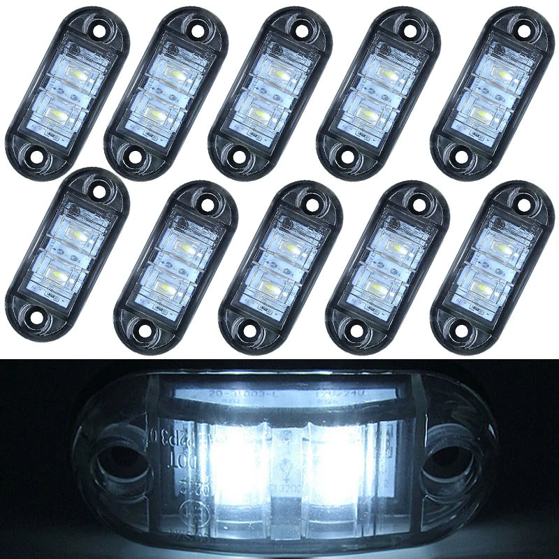 10x 24V Trailer Led Warning Tail Light External Lights Caravan Van Lorry Truck Side Clearance Marker Lights White Amber Red