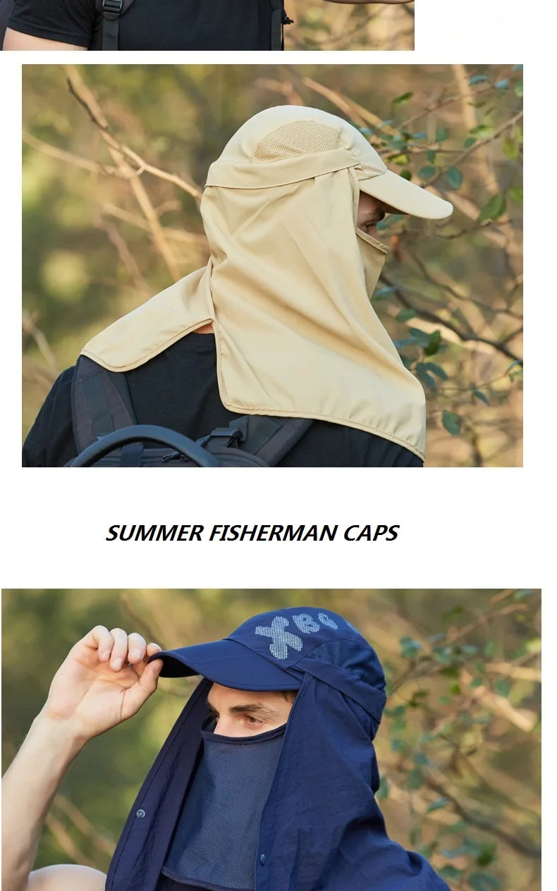 Men Multifunction Baseball Caps With Neck Flap Summer Anti UV Sun Hat Quick Drying Fishing Hat Women Outdoor Foldable Hiking Hat