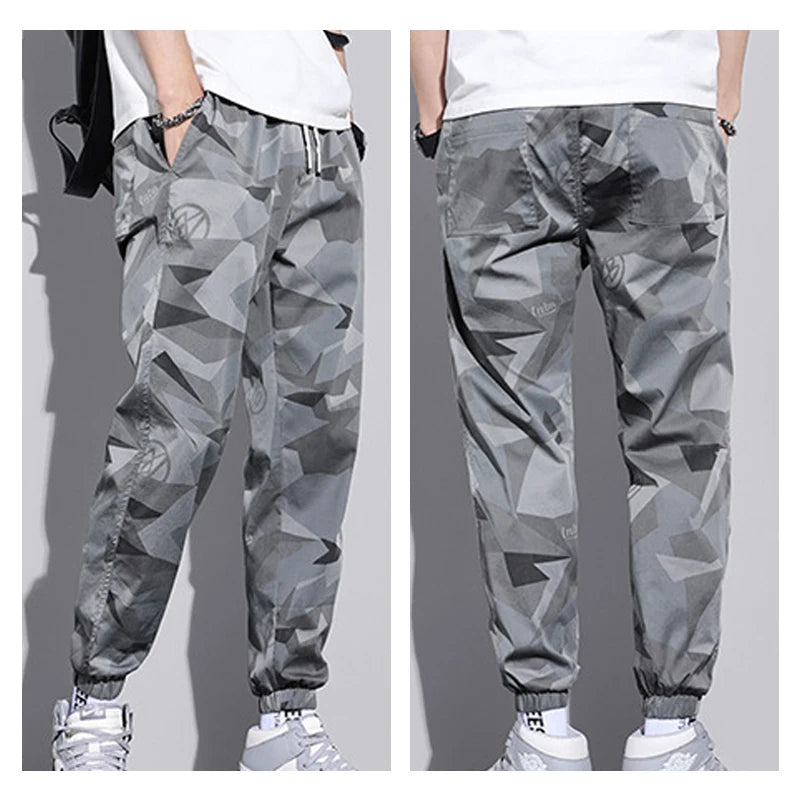 Multi-Pocket Camouflage Men Trousers Joggers Cargo Pants Men Summer Harem Pants Quick Drying Drawstring Loose Casual Sweatpants