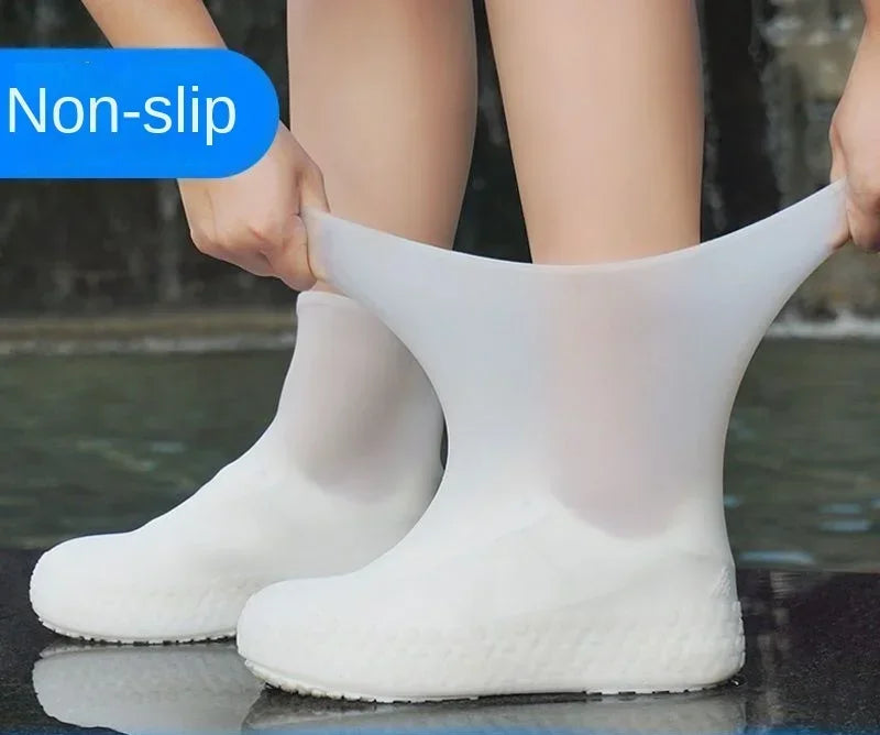 1 Pair Silicone Shoe Covers Lip-resistant WaterProof Rubber Rain Boot Rain Gear Overshoes Accessories for Outdoor Rainy Day