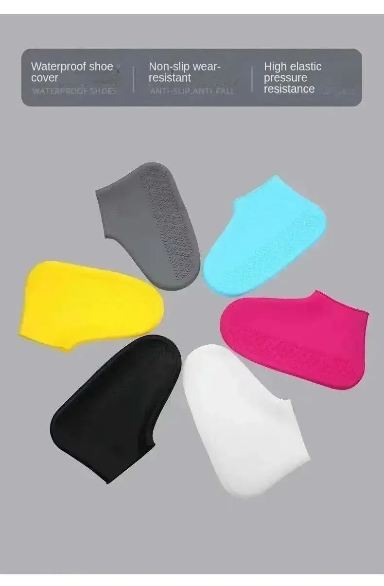 1 Pair Silicone Shoe Covers Lip-resistant WaterProof Rubber Rain Boot Rain Gear Overshoes Accessories for Outdoor Rainy Day