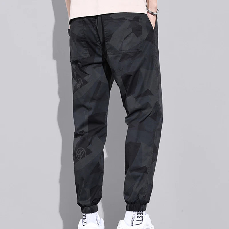 Multi-Pocket Camouflage Men Trousers Joggers Cargo Pants Men Summer Harem Pants Quick Drying Drawstring Loose Casual Sweatpants