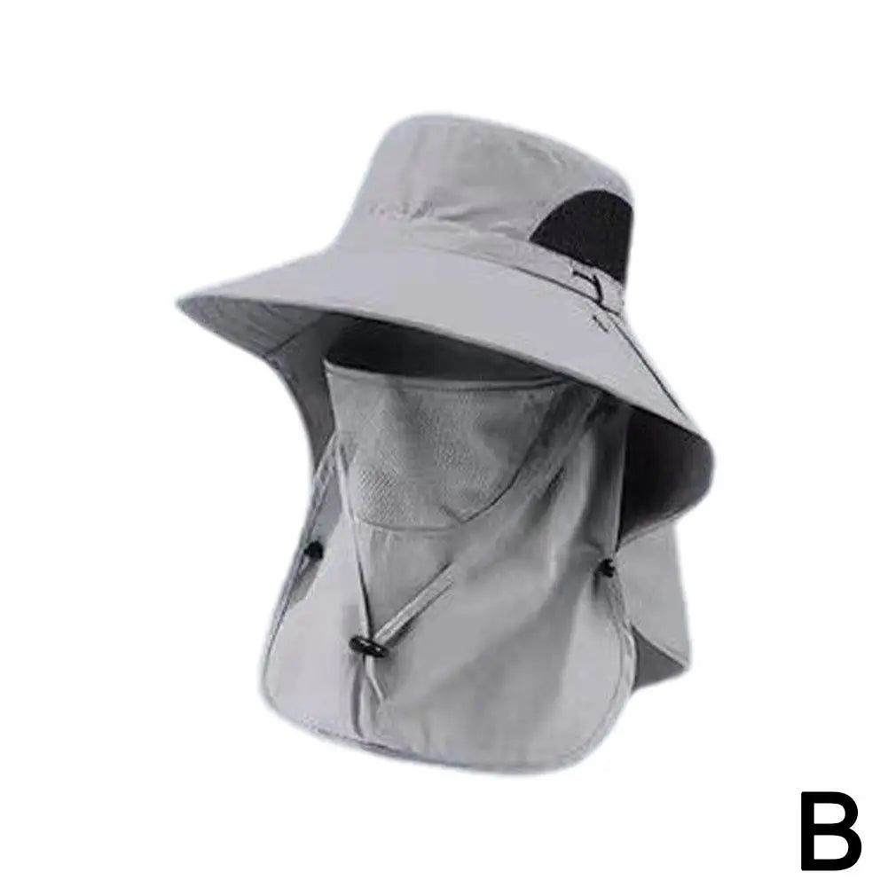 Outdoor UPF Sun Hat For Mens Sun Protection Sunshade Cap With Detachable Eaves Cap Wide Brim Fishing Hat With Face Neck Flap