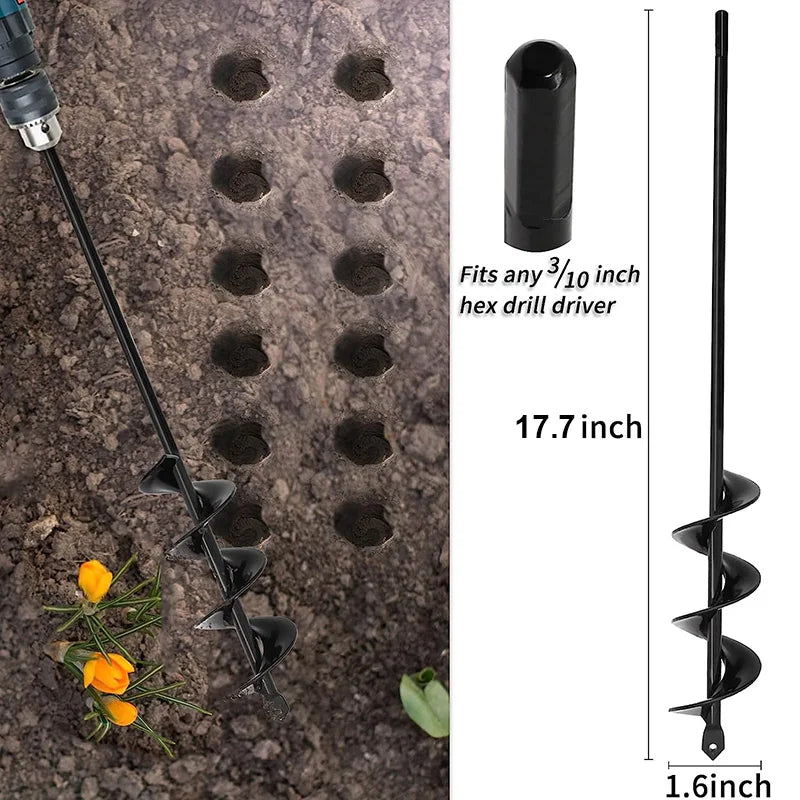 Garden Auger Spiral Drill Bit Gardening Flower Planter Earth Drill Planting Hole Digger Tool Loose Soil Drill Bit Accessories