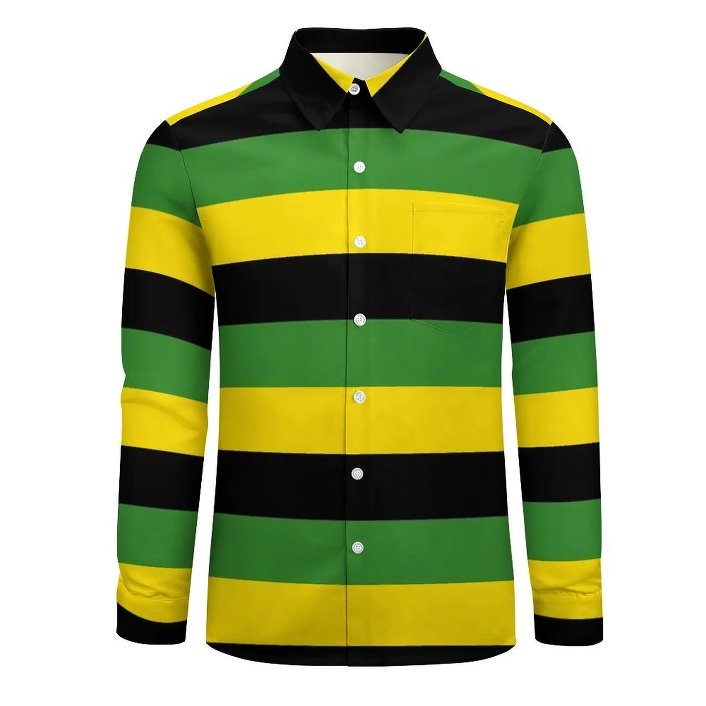 Jamaica Flag Stripes A-Line Dress Casual Shirt Man  Harajuku Shirt Spring Loose Blouse Long Sleeve Graphic Oversize Top