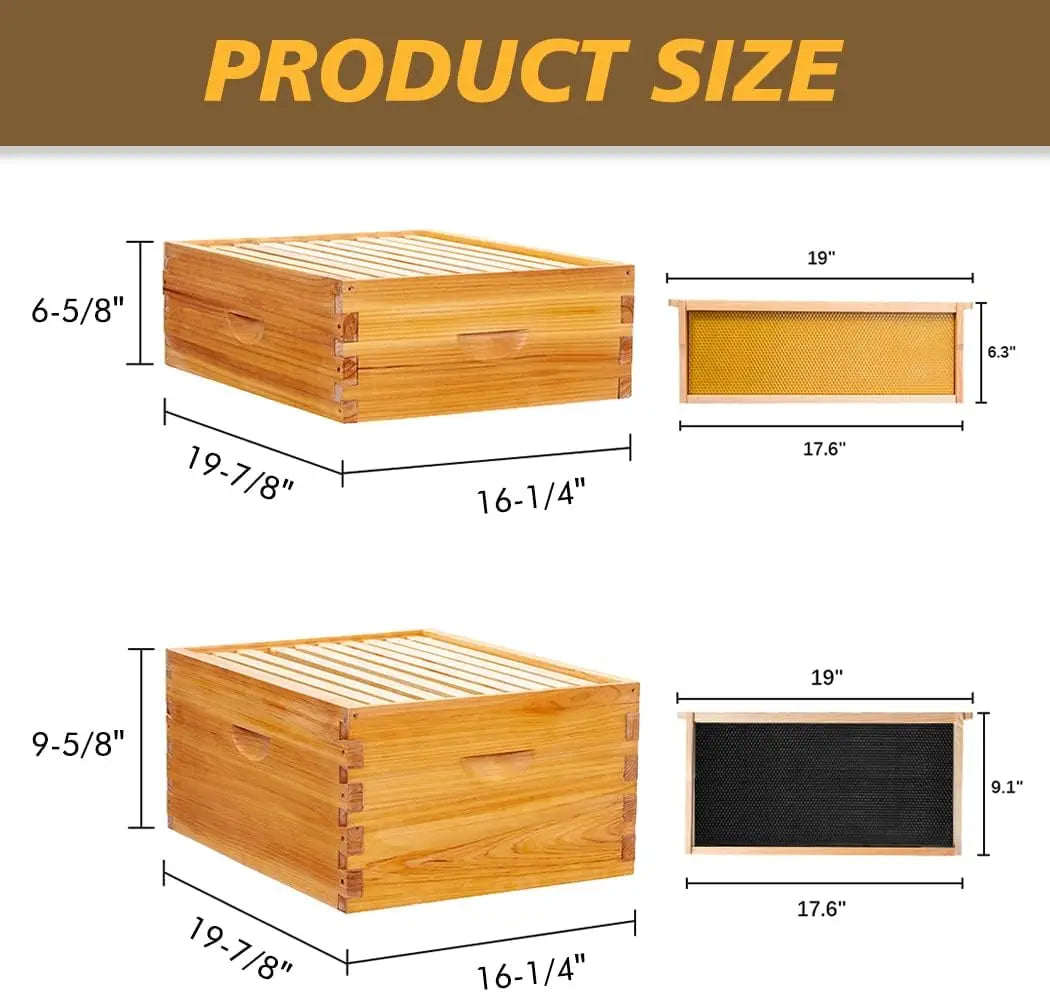 10-Frame Langstroth Beehive Dipped in 100% Beeswax, Complete Bee Hives and Supplies Starter Kit Includes 2 Deep Hive Bee Box and