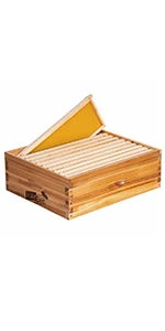 10-Frame Langstroth Beehive Dipped in 100% Beeswax, Complete Bee Hives and Supplies Starter Kit Includes 2 Deep Hive Bee Box and