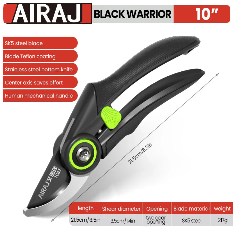 AIRAJ Pruning Shear Garden Tools Labor Saving Scissors Gardening Plant Sharp Branch Pruners Protection Hand Durable