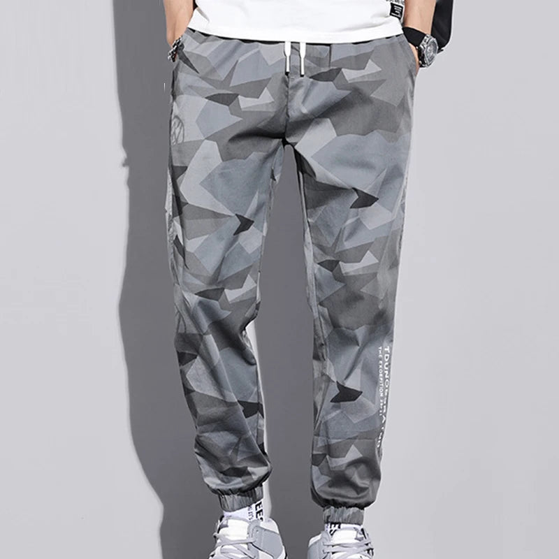 Multi-Pocket Camouflage Men Trousers Joggers Cargo Pants Men Summer Harem Pants Quick Drying Drawstring Loose Casual Sweatpants