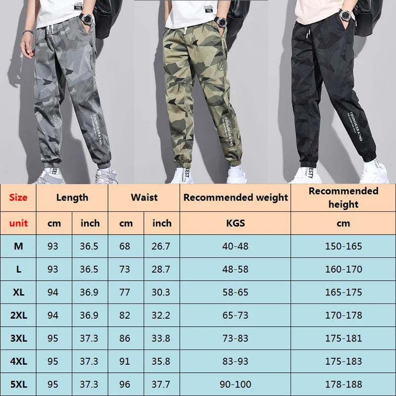 Multi-Pocket Camouflage Men Trousers Joggers Cargo Pants Men Summer Harem Pants Quick Drying Drawstring Loose Casual Sweatpants