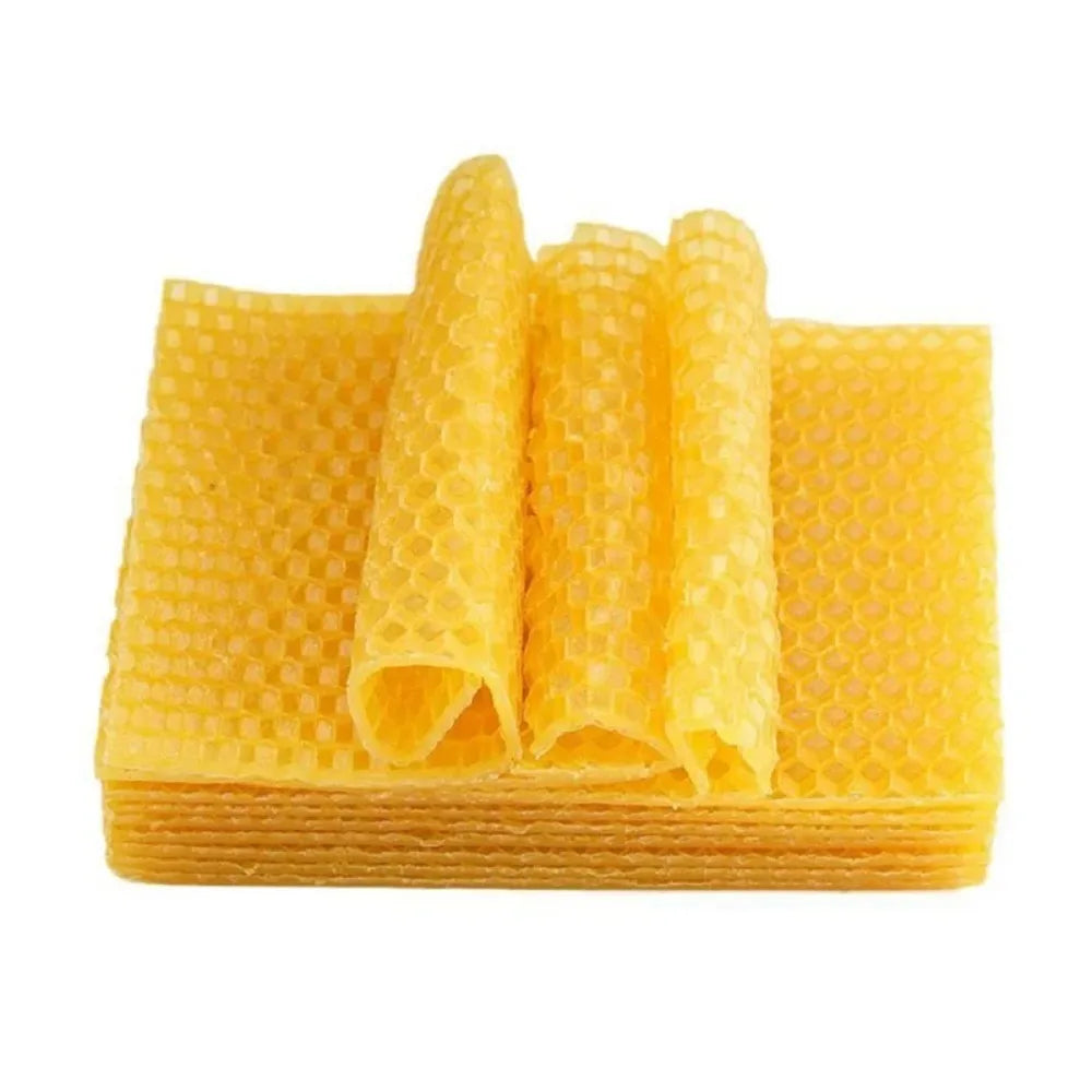 10pcs Honey Candles Maker Beeswax Sheets DIY Beekeeping Tools Beehive Nest Wax Honeycomb Beekeeping Foundation Sheets Bees