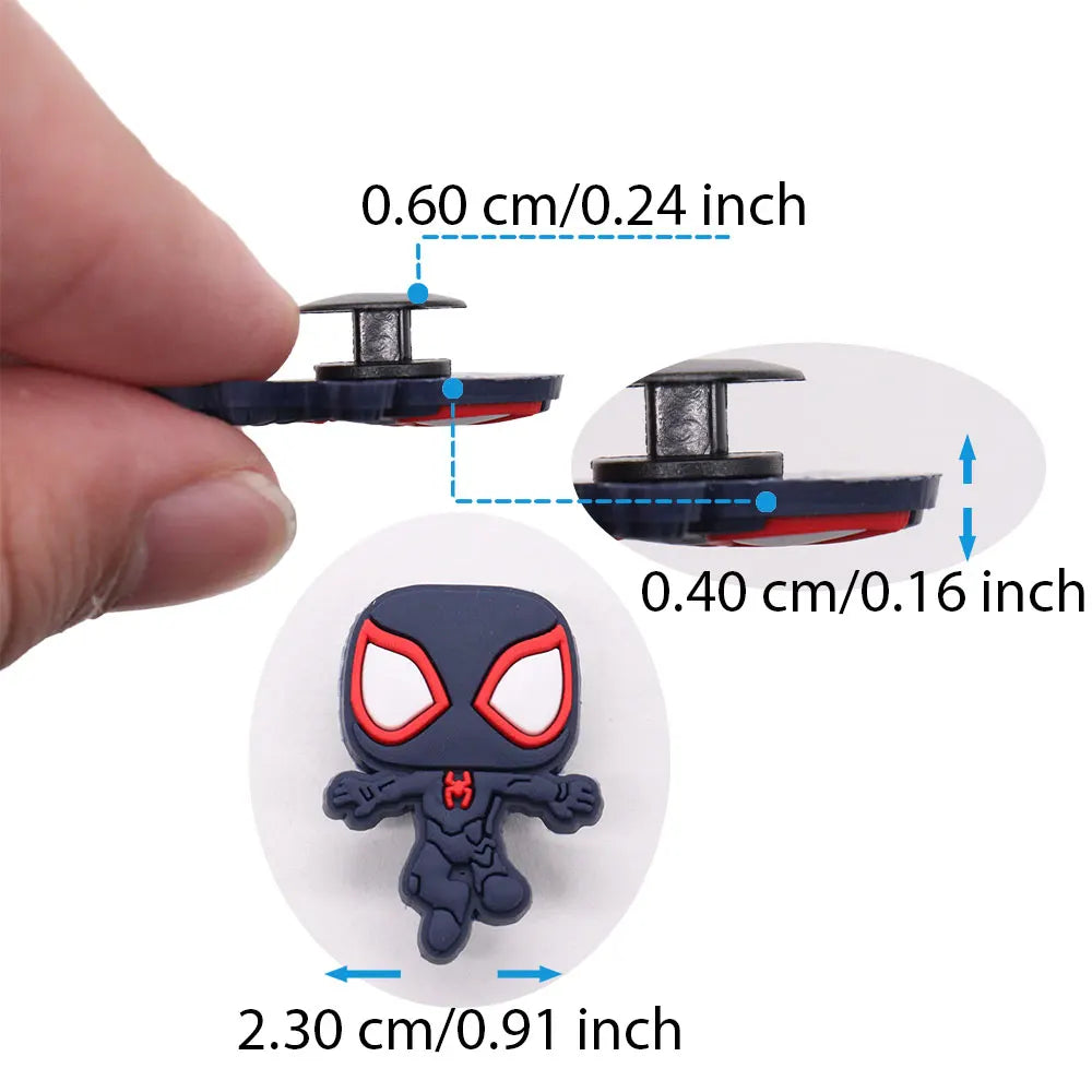 New Arrival 1-16pcs Shoe Charms Spiderman Spider Gwen Miles PVC Accessories Shoes Buckle Decoration For Children X-mas Gift