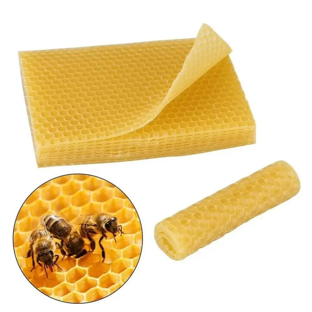 10pcs Honey Candles Maker Beeswax Sheets DIY Beekeeping Tools Beehive Nest Wax Honeycomb Beekeeping Foundation Sheets Bees