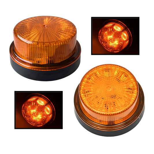 2Pcs Rotary Tractor LED Beacon 12V 24V Truck Sidelight Rotating Light Trailer Side Marker Lights Round Strobe Flashing Lamp