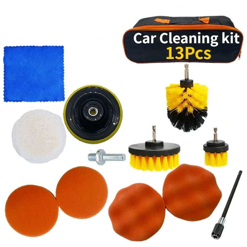 KJOY 2025 New Car Cleaning Kit Scrubber Drill Detailing Brush Set Air Conditioner Vents Towel Polisher Car Auto Detailing Tools