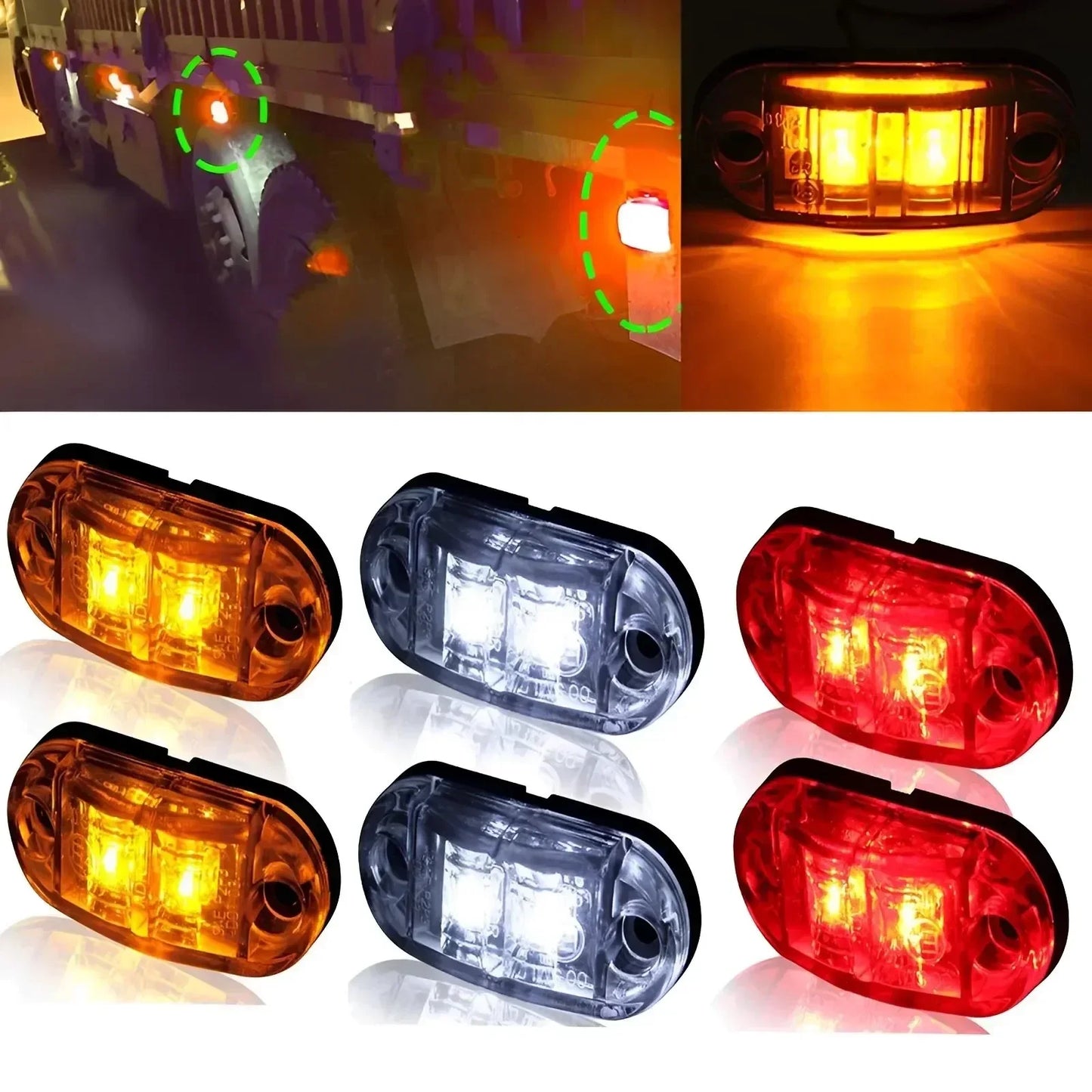 2/4Pcs Amber Warning Light 12v 24v Led Side Marker Lights for Trailer Trucks Car Strobe Lamp Clearance Signal Lamp Accessories