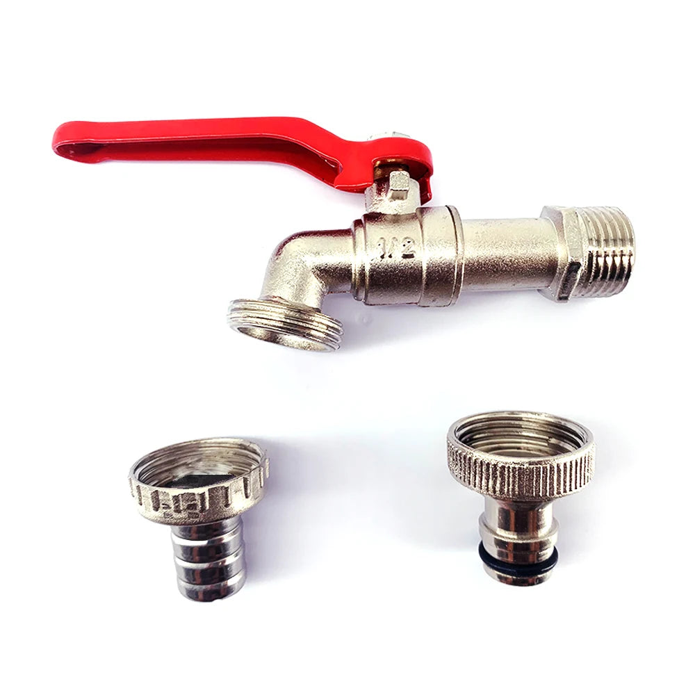 Garden Tools Brass Water Faucet 1/2" Outside & Inside Used Easy Turn On/Off Lever Handle Watering Supply Taps Ball Valve