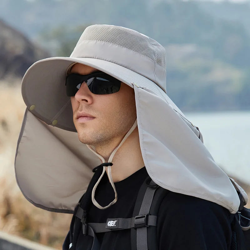 Summer Fishing Hat Neck Sun Protection Waterproof Men's Outdoor Hiking Bucket Hat Oversized Eaves Fisherman Cap Panama for Man