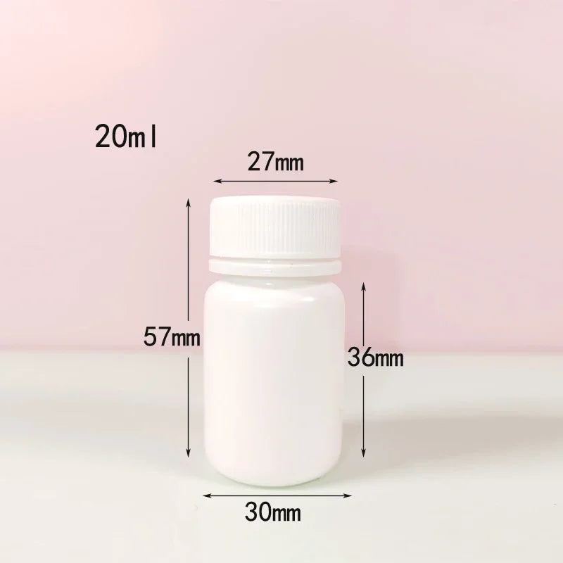 10PCS 15ml/20ml/30ml/60ml/100ml Plastic HDPE White Empty Seal Bottles Pill Vials Tablet Capsule Solid Powder Portable Containers