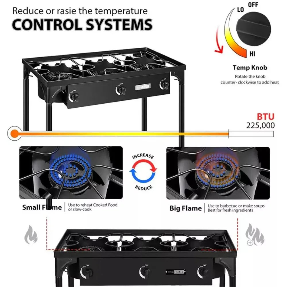 Professional Outdoor Stove Propane Burner Portable Cooker Grill, Camping Burner With Listing Regulator