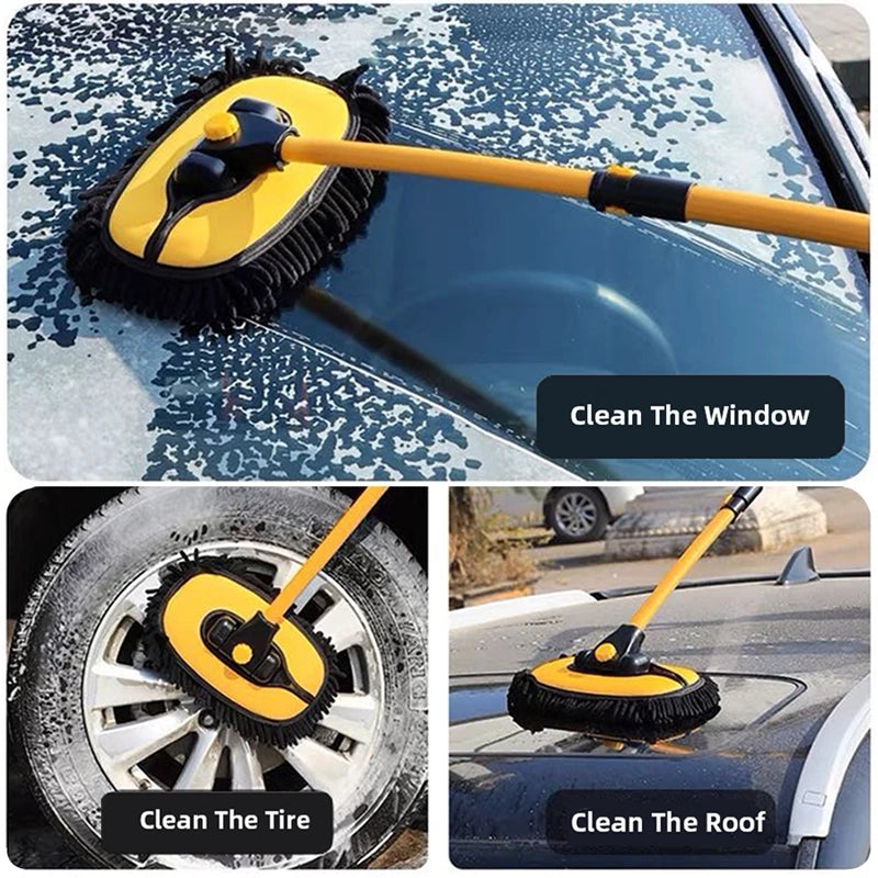 Car Wash Brush Telescoping Long Handle Car Wash Mop Adjustable Cleaning Brush 15° Bent Bar Mop Auto Cleaning Tools Accessories