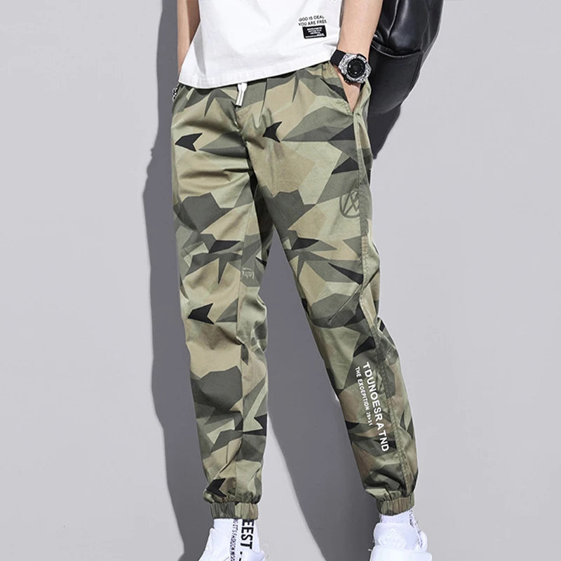 Multi-Pocket Camouflage Men Trousers Joggers Cargo Pants Men Summer Harem Pants Quick Drying Drawstring Loose Casual Sweatpants