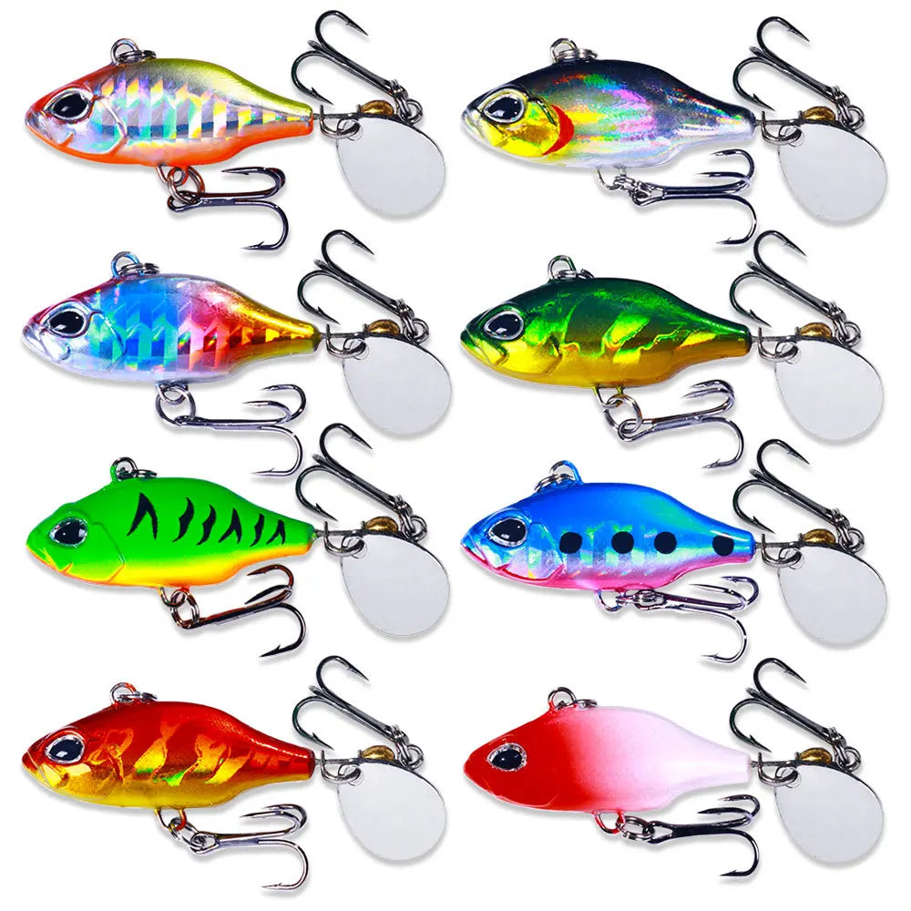 New Pesca Wobble Rotating Metal Vib Vibration Bait Winter Fishing 5.2CM-8.5G Artificial Hard Baits Spinner Spoon Lure