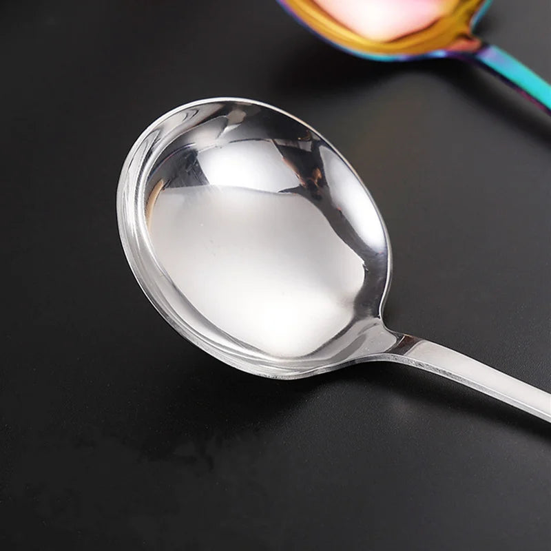 Stainless Steel Round Spoons for Soup Cooking Mixing Stirrer Large  Scoop Salad Ladle Kitchen Spoon Tableware Serving Utensils